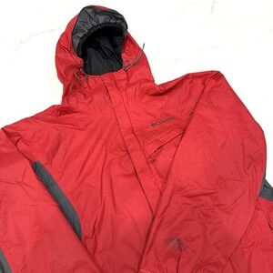 Columbia Omni Tech Waterproof Packable Jacket Mens‎ Medium Red Hiking Camping